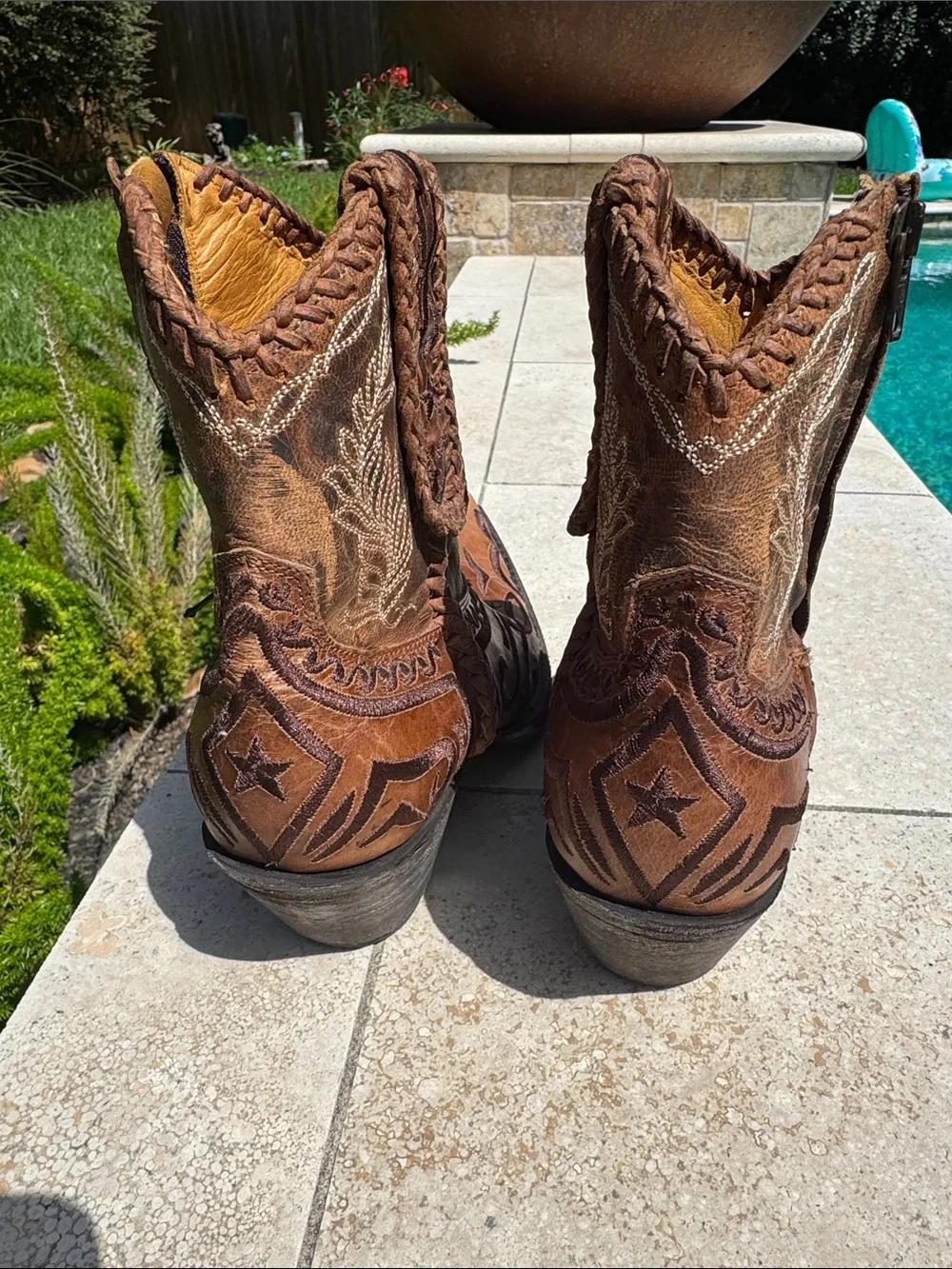 Old Gringo Brown Distressed Leather Embroidered Ankle Boots